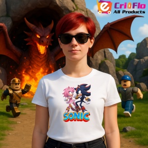 Tricou Sonic Amy si Shadow - Dansul Rivalilor Copii | Dama | Barbat - Img 11