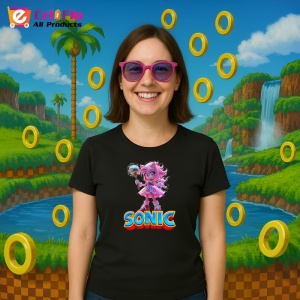 Tricou Sonic Amy - Vrajitoare Roz Copii | Dama | Barbat - Img 3