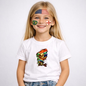Tricou South Africa World Cup Fifa 2026, din bumbac 100%, tricou alb, Copii | Dama | Barbat - Img 2