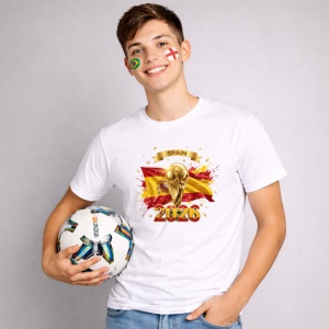 Tricou Spain World Cup 2026 Fifa V2, din bumbac 100%, tricou alb, Copii | Dama | Barbat