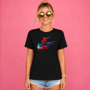 Tricou Spiderman Omul Paianjen Culori Vibrante Design Urban Drip, din bumbac 100%, tricou negru, Copii | Dama | Barbat - Img 2
