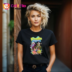 Tricou Spongebob echipa de personaje subacvatice langa krusty krab in aventura animata, Copii | Dama | Barbat , tricou negru - Img 8