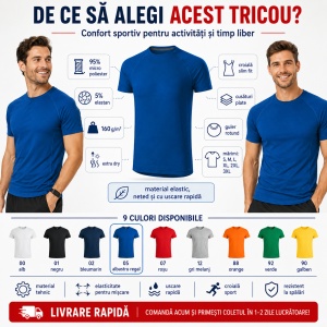 Tricou Sport Bărbați Malfini Destiny 175, 95% Micro Poliester, 5% Elastan, 160 g/m², Extra Dry, Slim Fit, Guler Rotund, Mărimi S 2XL - Img 2