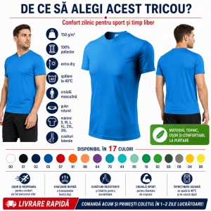 Tricou Sport Bărbați Malfini Fantasy 124, 100% Poliester – Echipament Fotbal, Activități Sportive, Extra Dry, 17 Culori, S–3XL - Img 6