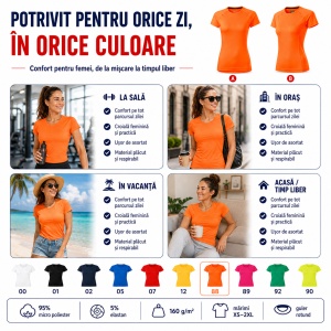 Tricou sport damă Malfini Destiny 176, extra dry, slim fit, 95% micro poliester, XS–2XL, 10 culori - Img 5