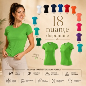 Tricou Sport Damă Malfini Fantasy, 100% Poliester Extra Dry, Croială Cambrată, Guler Rotund, 18 Culori, XS–2XL - Img 10