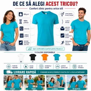 Tricou Sport Unisex Extra Dry din 100% Poliester, 130 g/m², Mărimi XS–4XL - Img 2