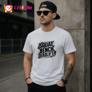 Tricou Squat Bench Deadlift Text Simplu, Copii | Dama | Barbat - Img 4