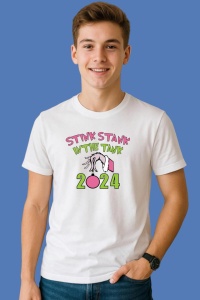 Tricou Stink Stank In The Tank 2024 Grinch, din bumbac 100%, tricou alb, Copii | Dama | Barbat