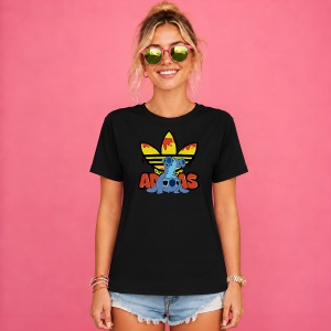 Tricou Stitch Albastru Logo Topit Galben Rosu Urban Street Design, din bumbac 100%, tricou negru, Copii | Dama | Barbat