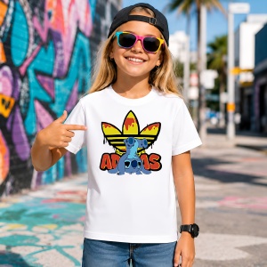 Tricou Stitch Albastru Logo Topit Galben Rosu Urban Street Design, din bumbac 100% Copii | Dama | Barbat - Img 4