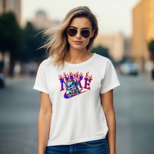 Tricou Stitch Fire Skate Tricou Alb - Copii | Dama | Barbat