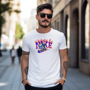 Tricou Stitch Fire Skate Tricou Alb - Copii | Dama | Barbat - Img 9