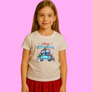 Tricou Stitch In Camion Vintage De Craciun, din bumbac 100%, tricou alb, Copii | Dama | Barbat - Img 2