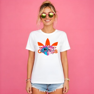 Tricou Stitch Si Angel Imbratisare Logo Portocaliu Urban Love Vibe, din bumbac 100% Copii | Dama | Barbat