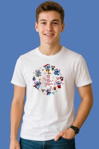 Tricou Stitch Tis The Season Cerc, din bumbac 100%, tricou alb, Copii | Dama | Barbat - Img 3