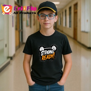 Tricou Strong Ready Haltere Text Portocaliu, Copii | Dama | Barbat, culoare negru - Img 10