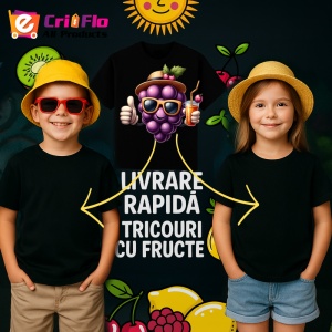 Tricou Strugure amuzant de vara cool summer, Fructe, Copii | Dama, culoare negru - Img 6