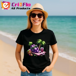 Tricou Strugure amuzant de vara la soare, Fructe, Copii | Dama, culoare negru - Img 11