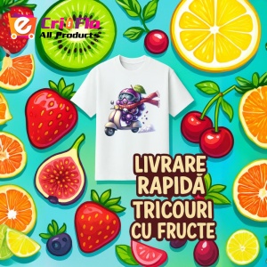 Tricou Strugure amuzant de vara pe scuter, Fructe, Copii | Dama - Img 12