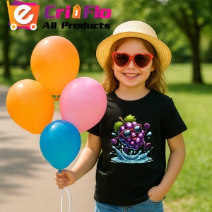 Tricou Strugure amuzant de vara sarind in apa, Fructe, Copii | Dama, culoare negru - Img 3