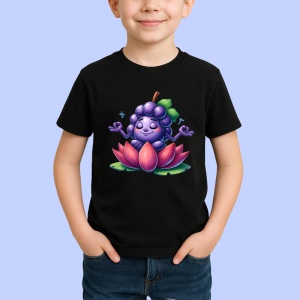 Tricou Strugure amuzant de vara yoga, Fructe, Copii | Dama, culoare negru