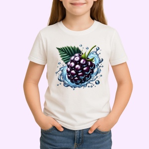Tricou Strugure negru si explozie lichida, Fructe, Copii | Dama - Img 1