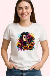 Tricou sunflower cascade tattoo girl, fata cu cascada de floarea soarelui si tatuaje, Copii | Dama | Barbat - Img 4
