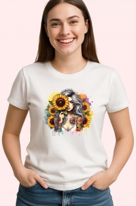 Tricou sunflower cover girl dreamy look, fata visatoare acoperita cu floarea soarelui, Copii | Dama | Barbat