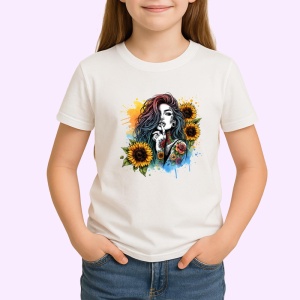 Tricou sunflower tattoo hand shy girl, fata timida cu tatuaj floarea soarelui pe mana, Copii | Dama | Barbat