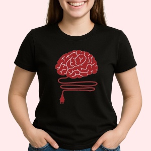 Tricou Sunt destept doar daca ma bagi in priza Negru, Copii | Dama | Barbat - Img 2
