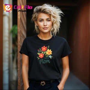 Tricou Super Mom Flori Colorate Gradina V1, din bumbac 100%, tricou negru Dama | Barbat