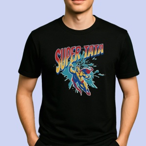 Tricou Super Tata Negru, Copii | Dama | Barbat - Img 2