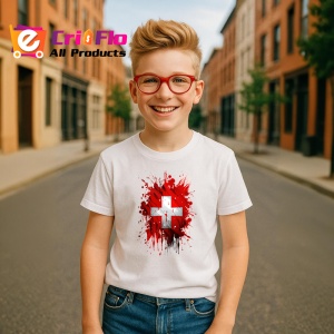 Tricou Switzerland Steag Splash Art, Copii | Dama | Barbat - Img 8