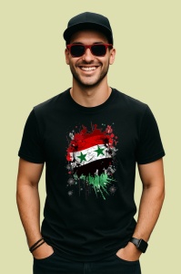 Tricou Syria Steag Splash Art, Copii | Dama | Barbat, culoare negru - Img 2