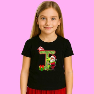 Tricou T Litere Craciun Cu Mos Si Grinch, din bumbac 100% Copii | Dama | Barbat