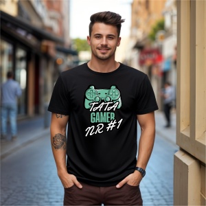 Tricou Tata gamer nr 1 Negru, Copii | Dama | Barbat - Img 8