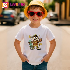 Tricou Taz – Skate Vibes & Drink, ținută galbenă urbană și atitudine cool Copii | Dama | Barbat Barbat - Img 9