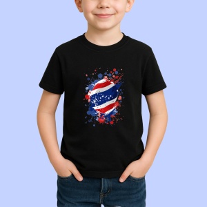 Tricou Thailand Steag Splash Art, Copii | Dama | Barbat, culoare negru - Img 3