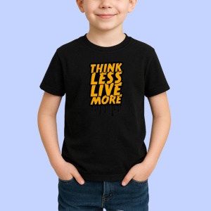 Tricou Think Less Live More Font Gri Picaturi V2, din bumbac 100%, tricou negru Copii | Dama | Barbat
