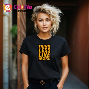 Tricou Think Less Live More Font Gri Picaturi V2, din bumbac 100%, tricou negru Copii | Dama | Barbat - Img 8