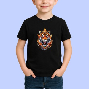 Tricou Tigru Colorat Poligonal, Copii | Dama | Barbat, culoare negru - Img 3