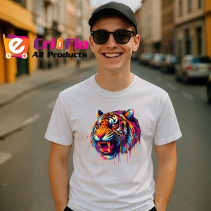 Tricou Tigru rosu galben in stil graffiti urban Copii | Dama | Barbat - Img 6