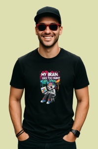 Tricou Too Many Tabs Open Laptop Geek, Copii | Dama | Barbat, culoare negru - Img 2