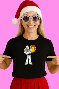 Tricou Toy Story Buzz Lightyear Cu Cadou Galben Craciun, din bumbac 100% Copii | Dama | Barbat - Img 2