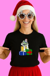 Tricou Toy Story Buzz Lightyear Cu Cadouri Si Caciula Mosului, din bumbac 100% Copii | Dama | Barbat - Img 3