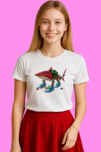 Tricou Tralalero Tralala 2 Imbodobit Cu Decoratiuni De Craciun, din bumbac 100%, tricou alb, Copii | Dama | Barbat - Img 3