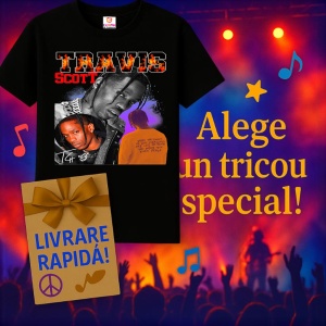 Tricou Travis Scott - Dublu portret artistic, muzica Hip-Hop / Alternative Rap, Dama | Barbat | Copii, Culoare Negru - Img 7
