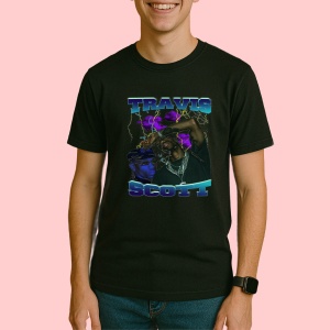 Tricou Travis Scott - Miscare si lumina violet, muzica RAP, Dama | Barbat | Copii, Culoare Negru - Img 3
