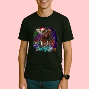 Tricou Travis Scott - Univers neon, muzica POP, Dama | Barbat | Copii, Culoare Negru